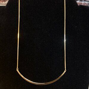 Curved Smile Bar Polished Necklace - Yellow Sterling Silver
